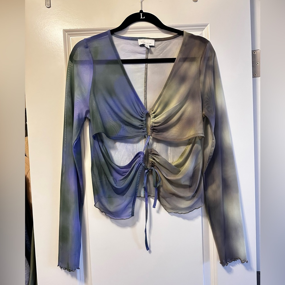 TOP SHOP sheer tie-dye long sleeve